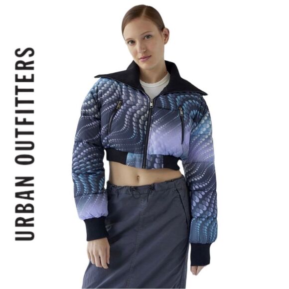 NEW UO Urban Outfitters Lily Cropped Puffer Coat Jacket M L - Picture 1 of 9